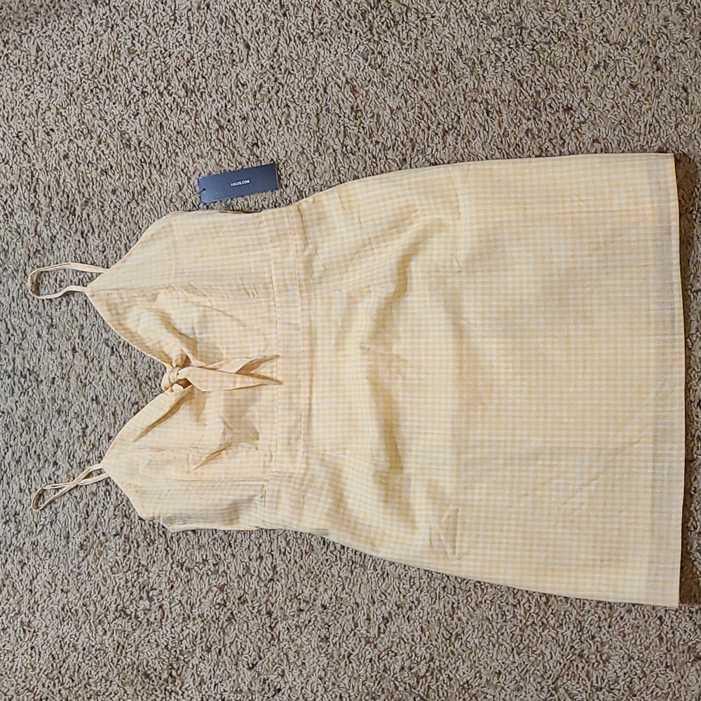 Lulu's checkered yellow dress size L